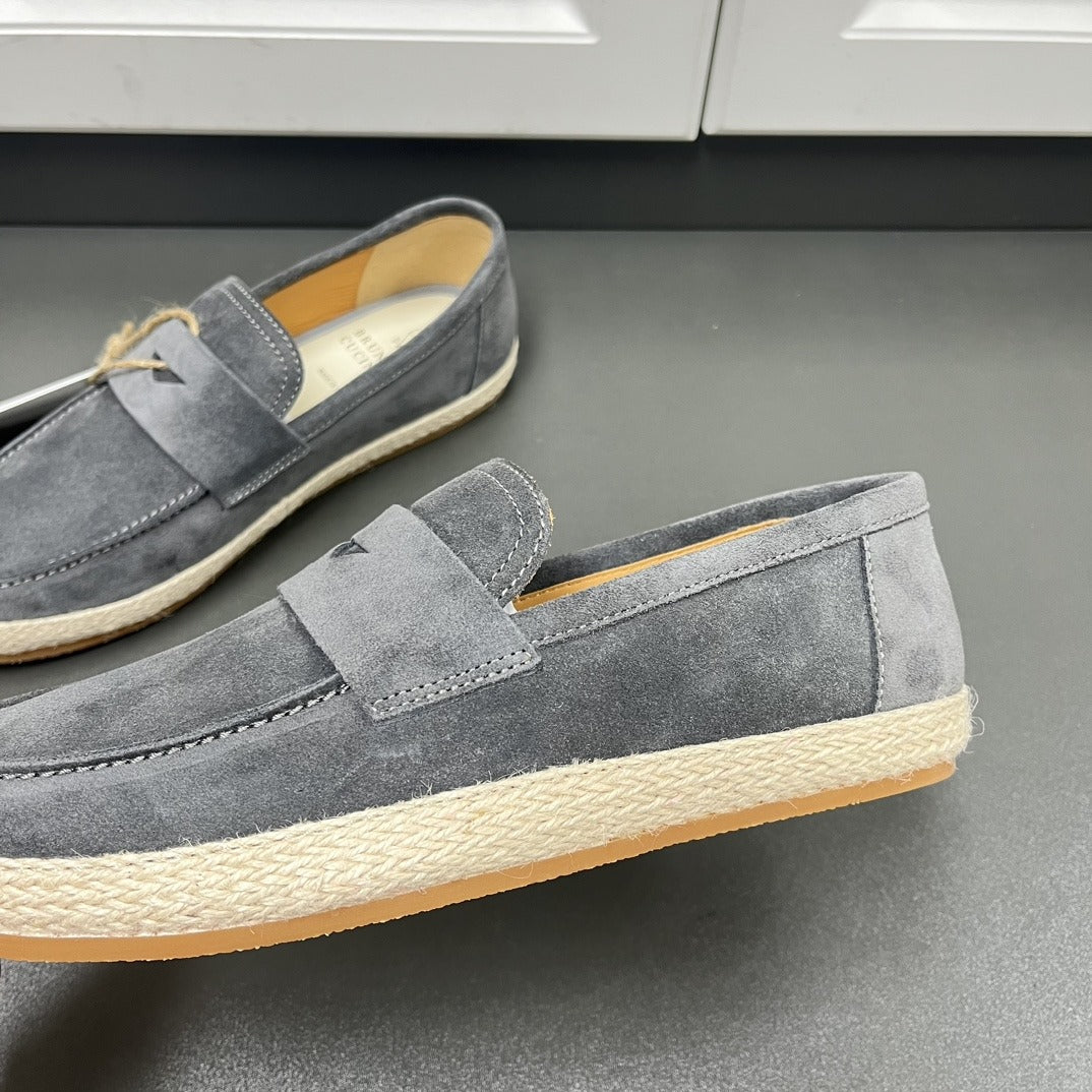 Washed suede loafer sneakers