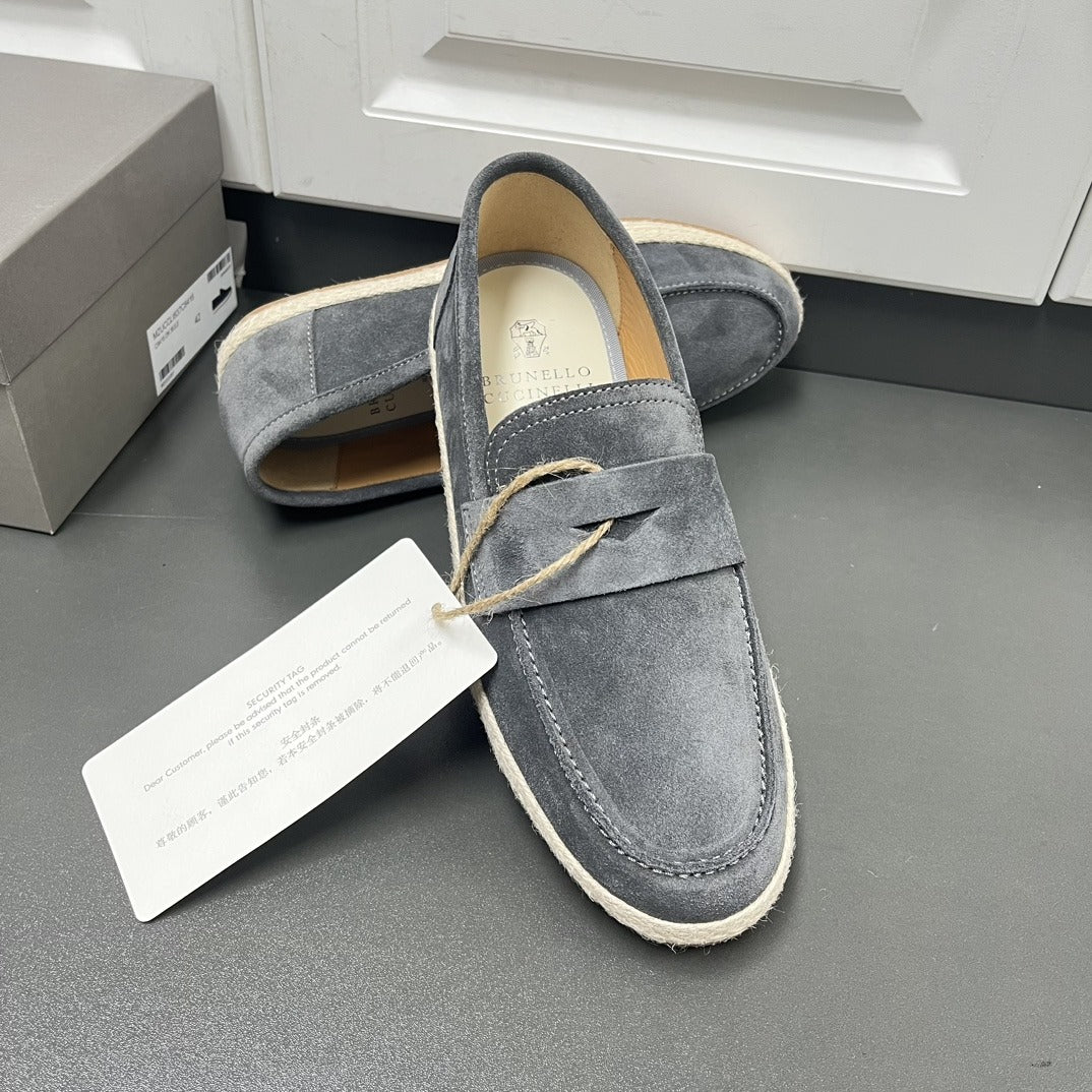 Washed suede loafer sneakers